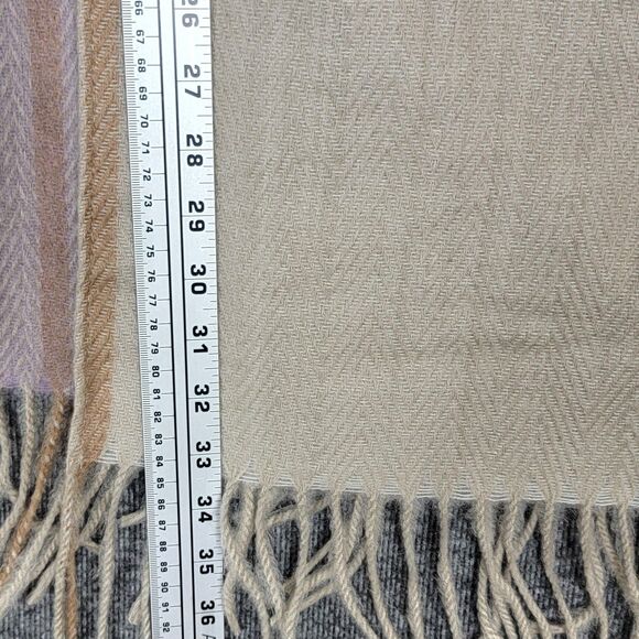 Woolrich Cape Shawl Wrap Womens Purple Herringbone Plaid Fringed Blanket Poncho - Picture 4 of 10